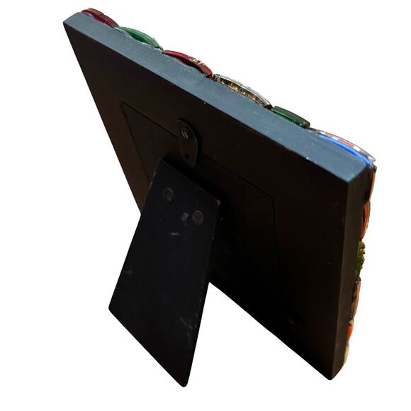 Unique photo frame multicolor glass beads standing small square desk top style - Picture 3 of 8